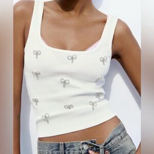 Zara Fitted Embellished Tank Top